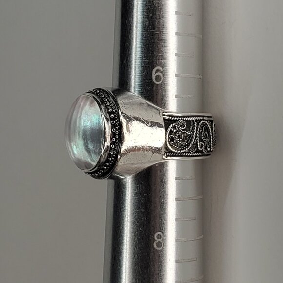 Lori Bonn Moonstone Filigree Sterling Silver Ring, Size 7 - Picture 7 of 9